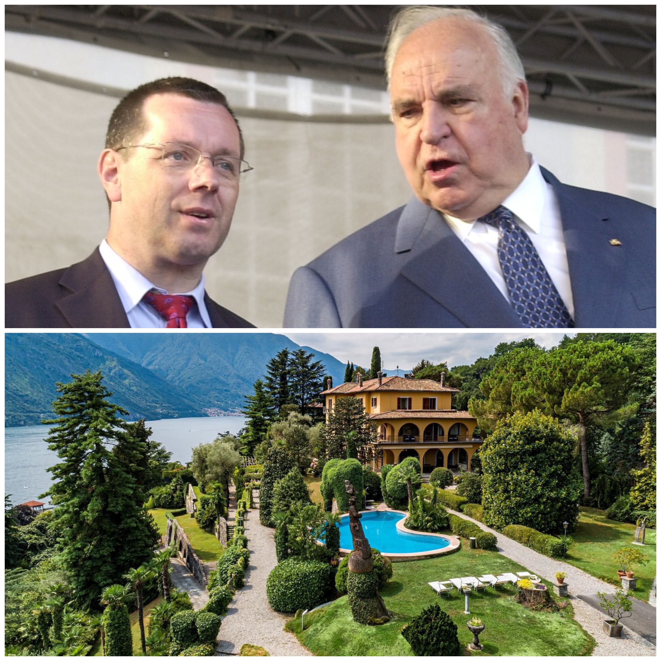 Stephan Eisel mit Helmut Kohl und der Tagungsort Villa La Collina am Comer See